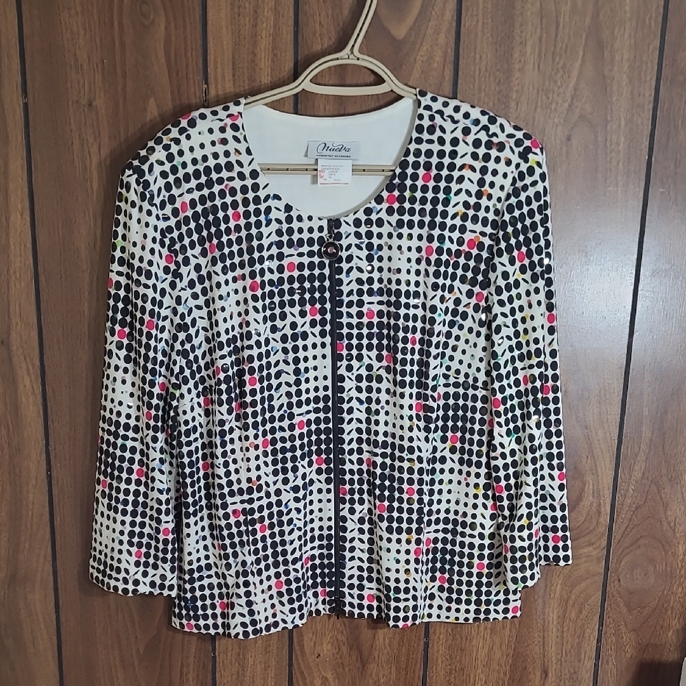 Nueva Black and Pink Polka Dot Women's Jacket